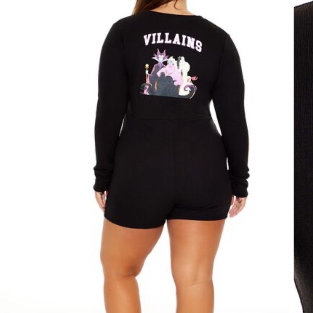 New Forever 21 Plus Size Black Long Sleeve Disney Villains Sleep Romper 3X